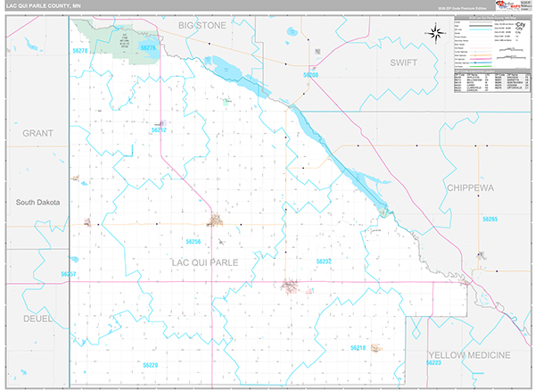 Lac qui Parle County, MN Wall Map